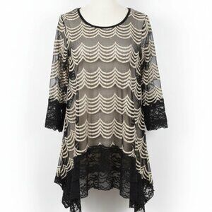 Lily by firmiana Women's Cottagecore Goth Size Small mesh lace Tunic blouse